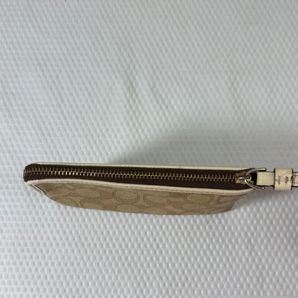 Coach Beige Wristlet with Logo Pattern